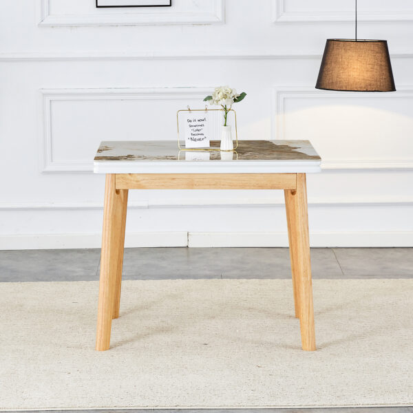 60cc36376384421facade610931da209_20240206_207eaa515e5fe40769c0d68e477a57f8 Imitation marble white sintered stone tabletop with rubber wooden legs, foldable computer desk, foldable office desk, suitable for restaurants, living rooms, terraces, kitchens