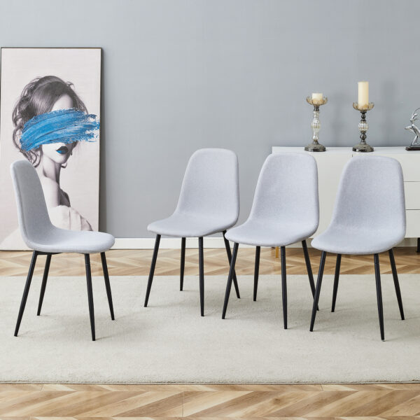 60e6f9d7d3ea4bd585acd85b94e334da_ac4b4a3232aa35663401288df8eb106b Comfortable Linen-Cotton Dining Chair Set - Four Pieces in Light Gray.Integrated Seat and Backrest,Linen-Cotton Material,Modern Home Matching.