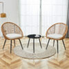 Modern 3-Piece Set: 17.7" Anti-Spill Round Coffee Table + 2 Rattan Swivel Chairs, Outdoor Patio Furniture for Tea Time.Suitable for Various Outdoor Venues.3-piece Set Packaged As A Single Package.
