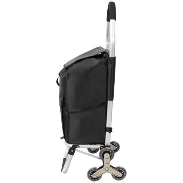 6103570bb0ff4bae9d4acddec261f06f_9621f625eb042fdd326aadb3dfe5f111 Shopping Stair Trolley with Wheels,Trolley Black Foldable Shopping Cart,Removable Shopping Oxford Waterproof Bag,Stainless Steel Triangular Wheels, Black