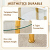 Contemporary Minimalist Double Layer Tempered Glass Coffee Table - 27.5" Top and 23.6" Bottom.Reinforced Glass Tabletop,Stainless Steel Gold Plated Legs.
