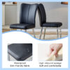 Table and chair set.Elegant Transparent Tempered Glass Dining Set - 71"x35.4" with 8 Black PU Chairs with a vertical stripe design on the backrest.