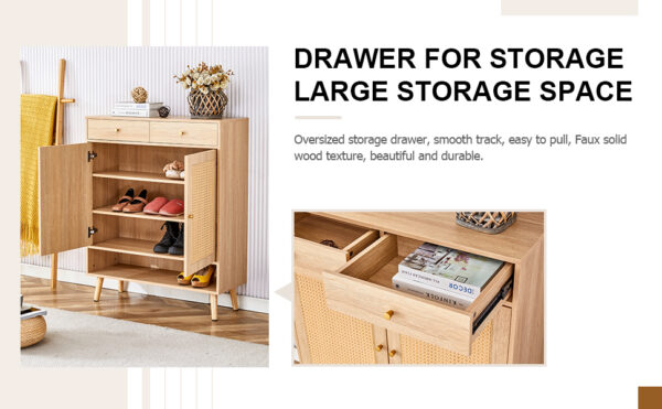 Modern minimalist storage cabinet, rattan shoe cabinet, bed top cabinet. Beautiful shape, suitable for corridors and living rooms.