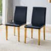 Two Black PU dining chairs, Golden Metal Legs.Simple and versatile, comfortable and accompanied. Exquisite and versatile dining chairs unlock a comfortable new experience.(Set of 2)