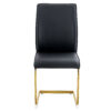 Luxury Simple Arch Chair - Set of 4 BLACK PU Material High Resilience Dining Chair with Arched Metal Gold Leg.
