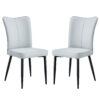 Modern minimalist dining chairs and office chairs. 2-piece set of light gray PU seats with black metal legs. Suitable for restaurants, living rooms, and offices. C-008