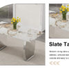 Modern rectangular dining table, imitation marbled rock plate table top, stainless steel table legs, suitable for kitchen, dining room, living room 63 inches * 31.4 inches.