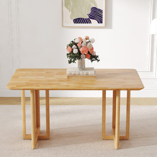 62455fa5f2574348a747de4dc7d74a51_75d52055724b2905ff606b8a5e4c9317 Chinese country retro solid wood dining table, simple modern imitation rattan dining table, wooden dining table.Suitable for dining room, living room, office.Natural Style Solid Wood Dining Table.