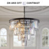 (Same as W1340P188542/L5007-600-B) 24" Contemporary Crystal Modern Chandeliers Crystal Ceiling Chandelier 4 Tier Black Chandelier Lighting for Dining Room Living Room Bedroom (Bulbs Not included)