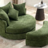 Orisfur. 360° Swivel Accent Barrel Chair with Storage Ottoman & 4 Pillows, Modern Chenille Leisure Chair Round Accent for Living Room, Green
