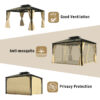 TREXM 10'x12' Hardtop Outdoor Gazebo, Heavy Duty Double Roof Patio Gazebo with Aluminum Frame, Double-Layer Side Walls Mosquito Netting & Privacy Curtains for Patio, Garden, Backyard (Beige)
