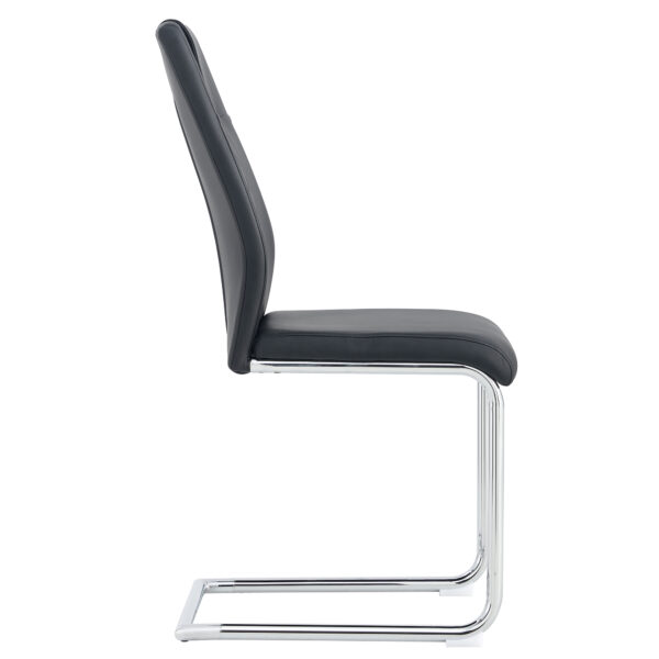 Modern Dining Chairs with Faux Leather Padded Seat Dining Living Room Chairs Upholstered Chair with Metal Legs Design for Kitchen, Living, Bedroom, Dining Room Side Chairs Set of 6 (Black+PU ) C-001