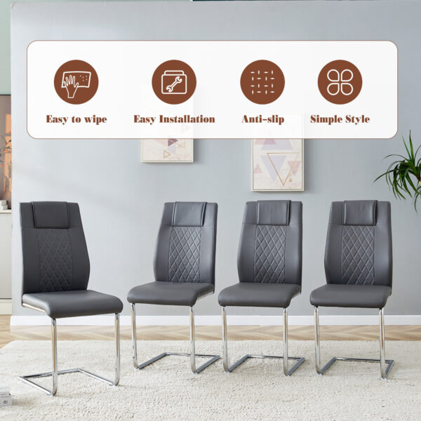 62da1be208a84029b0aeb96222600a90_ea998d65297cd3f5ff20e6456ff92995 Table and chair set.63*31.4 Inch Pandora Patterned Sintered Stone Dining Table Set - 4 Dark Gray Chairs With Silver Metal Legs.Modern Light Luxury.Perfect For Dinner Room,Meeting Room,Kitchen,etc.
