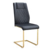 Modern dining chairs with faux leather padded seats, dining room chairs, gold metal leg upholstered chairs, suitable for kitchens, living rooms, bedrooms, and offices, set of 6 (black+PU leather)C-001