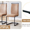 Table and chair set.Industrial Style Walnut-Colored Rectangular Dining Table - 71"x39.3" Large Size.Paired with 8 brown technology fabric chairs with Featuring arched black Metal legs.