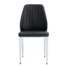 Set of Four Black PU Comfort Dining Chairs (17.7"x25").Dining chair with extended backrest,BLACK PU,Silver metal legs,Suitable for various places such as family restaurants, hotels, coffee shops,etc.