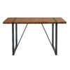 A minimalist retro rectangular dining table with a specially textured top and black metal legs.Contemporary Minimalist MDF Dark Wood Textured Tabletop.Able To Give People A Visual Beauty With Rules.