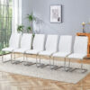 Set of 6 dining chairs, white dining chair set, PU material high backrest seats and sturdy leg chairs, suitable for restaurants, kitchens, living rooms