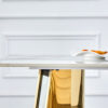 63"x31.5x30" Luxurious Cold Jade Slab Dining Table with Golden Stainless Steel Butterfly Legs.The tabletop is designed to be scratch and heat resistant.Slabs Tabletop,Golden Stainless Steels Legs.