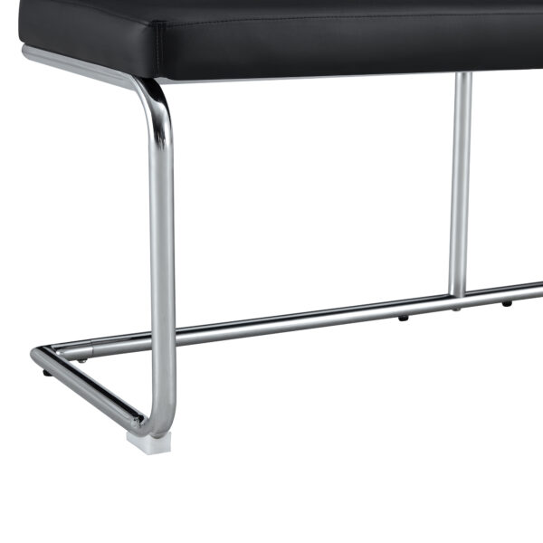 Black shoe changing bench silver metal legs,  sofa bench dining chair, suitable for bedroom fitting room, storage room, dining room, and living room. ST-005