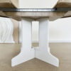 Dining Table for Farmhouse Kitchen 59x43 Inch Expandable Oval Table Top with Removable Leaf Trestle X Shaped Base White