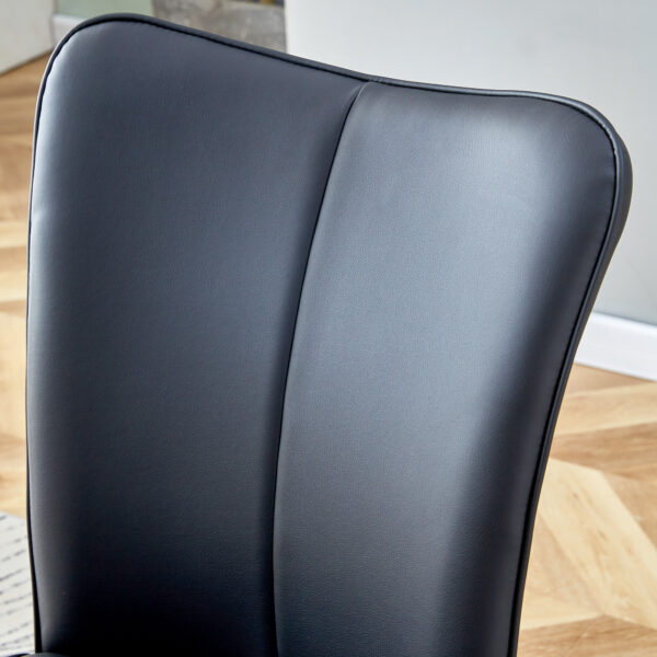 6369674bea704ee0a2bd2b5cdfdd04cd_20231018_a3cd2d4bd0b12d0bf3e31aa13a94d3a2 Modern Black PU Chair Set - Two Pieces, The backrest has a vertical and smooth line design.Black Metal Leg.Suitable for placement in kitchen, living rooms, and other venues.W1151116750