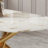 Large modern minimalist rectangular dining table with 0.39 "imitation marble tabletop and golden metal legs, suitable for kitchen, dining room, living room, conference room, and banquet hall 1537
