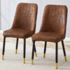 Brown Suede-like Velvet Dining Chair Set (Two-Pack)Black Metal legs,dinning chairs,brown.