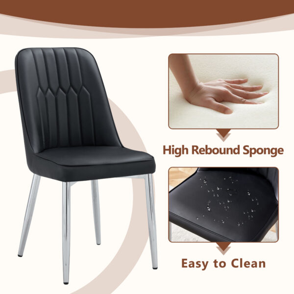 63acf3634e16404fba757e56700a2e3d_6b4909038b50214bf29119a34989a4db Table and chair set.63"x31.5x30" Luxurious Snow Mountain Patterned Sintered Stone Table with Silver Metal Butterfly Legs.Paired With 6 Black Chairs With Silver Metal Legs.Modern Light Luxury.