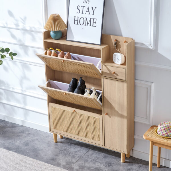 Modern minimalist storage cabinet, Japanese rattan shoe cabinet, bed top cabinet, small home furniture. Suitable for corridors and living rooms.    W115170127