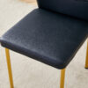 Luxury Simple Chair - Set of 6 BLACK PU Material High Resilience Dining Chair with Metal Gold Leg.The Chair Back Has a Vertical Stripe Design With Smooth And Uniform Lines.