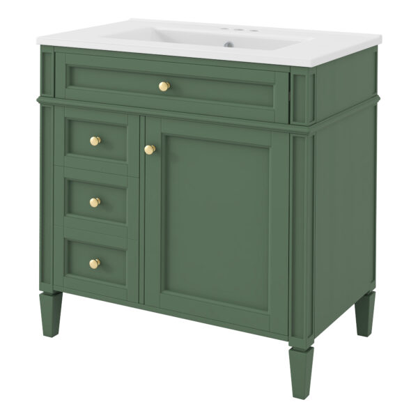 30'' Bathroom Vanity with Top Sink, Modern Bathroom Storage Cabinet with 2 Drawers and a Tip-out Drawer, Single Sink Bathroom Vanity