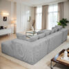 Modular U-Shaped Sectional Sofa,130-inch 4-Seater Chaise Lounge with Reversible Design, Striped Corduroy Fabric in Gray – Customizable Living Room or Bedroom Couch, Freely Configurable Layout.