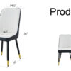 Modern Two-Tone PU Dining Chairs - White and Black spliced chairs With Gold Decorated Legs.White and Black spliced,Black Metal Legs,Set of 4 chairs.