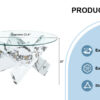 Round glass coffee table, 33.4 "modern design unique coffee table. Tempered glass countertop with white patterned MDF legs. Suitable for living and dining rooms