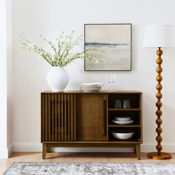 655010c755a540a6b2aadcc309ec4e31_b356de2f9a14913b03d199fc8a4f54b6 47.3" Sideboard Buffet Cabinet with Storage, Farmhouse Fluted Sideboard with 2 Doors & Solid Wood Feet, TV Media Console, Storage Cabinet for Kitchen Dining Living Room Entryway Hallway, Walnut