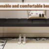 59*17 Inch Multifunctional Black Shoe Bench - Faux PU Cushion, Sturdy Metal Legs With Gold Accents.Suitable For Bedroom,Fitting room, Storage room, Dining room, and Living room,etc.