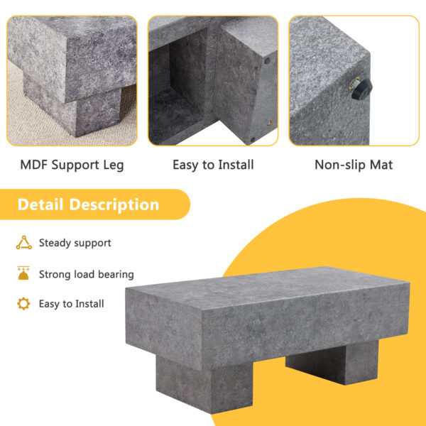 6571be3151ca4a0eaed09c7b441ba595_a74ee9872a674dbe1d7e615064fc62f2 Modern Simple Gray Texture MDF Coffee Table - 43.3"x21.6"x17.2" Practical Model.Making it an ideal addition to any living room or apartment.
