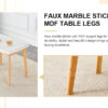 White sintered stone tabletop with rubber wooden legs, foldable computer desk, foldable office desk, suitable for restaurants, living rooms, terraces, kitchens