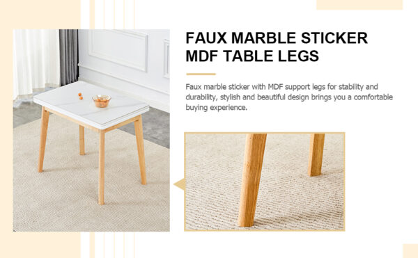65b6ee46fc3c49398c860ecad561355a_20240206_53fd9e918e7e76aeb1370627af3d8862 White sintered stone tabletop with rubber wooden legs, foldable computer desk, foldable office desk, suitable for restaurants, living rooms, terraces, kitchens