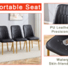 Table and chair set.Subtle Luxury Tempered Glass Dining Set - 63"x35.4" with 4 Black PU Chairs.Metal Gold Chair Leg.White imitation marble texture sticker Tabletop. OC-Shaped MDF Table Leg.