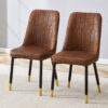 Brown Suede-like Velvet Dining Chair Set (Two-Pack)Black Metal legs,dinning chairs,brown.