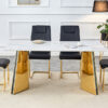 Table and chair set.63"x31.5x30" Luxurious Snow Mountain Patterned Sintered Stone Table with Golden Stainless Steel Butterfly Legs.Paried With 4 Black High-quality PU Chairs With Arched Metal Legs.