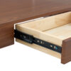 43.3 Inch Modern Two-Tier Coffee Table - Clear Tempered Glass and Dark Wood Grain, Multifunctional Storage Design.The bottom tier includes a drawer.Can be used as a coffee table,side table,etc.