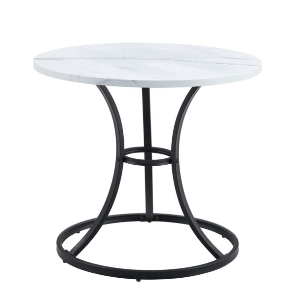 6633ef0ae9f44e7aa2c69dd5cde7386e_b940ed74fb06e7e7ad498b3a98c118a0 Table and chair set.A Modern Minimalist Circular Dining Table With A Diameter Of 33.3 Inches.Paired With 4 High Quality Light Gray Dining Chairs Made Of Linen Fabric.Iron pipe spraying Legs.