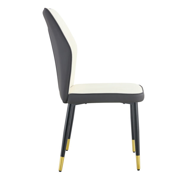 663ea93880fc4f34ac13a7edb8730f01_d47faa6c9c936c743b94237441e41cfa 4 modern dining chairs with stylish PU patterned backrest and black metal legs for a comfortable home experience in the kitchen, bedroom and office.
