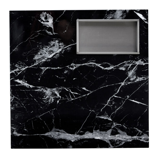A modern and practical coffee table made of MDF material with black patterns. The fusion of elegance and natural fashion  31.4"*31.4"*12"
