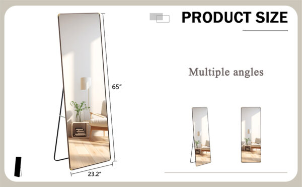 The 4th generation floor standing full-length mirror. wall mirror, bathroom makeup mirror, bedroom foyer, clothing store, wall mounted.    65 "* 23.2"