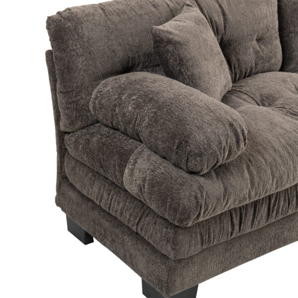 Two-seat Sectional Sofa Modular Deep Seat Sofa Couch Chenille Sofa Sleeper Comfy Upholstered Furniture for Living Room Apartment Studio Office-Gray