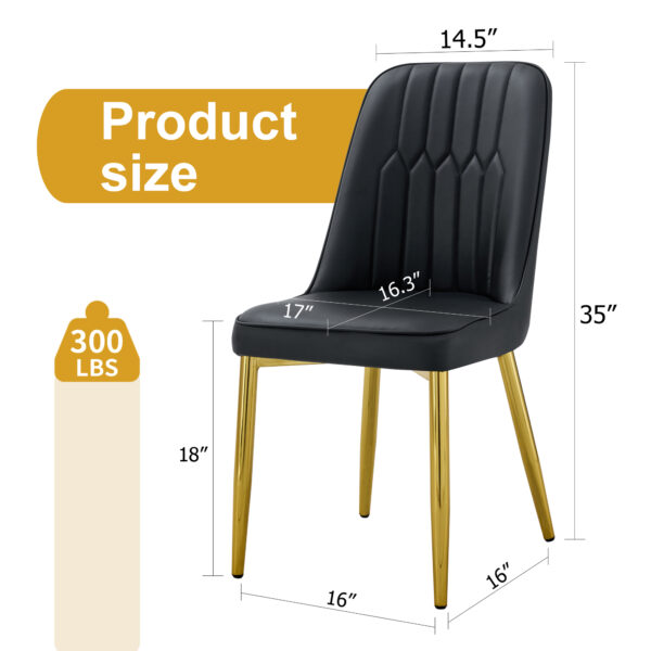 66b4504a8c6144c88c68c668e4207cca_66a58d69d6b9beec5ed9289fb34dbef9 4 modern dining chairs, sleek PU leather backrest, and gold metal legs bring a comfortable home experience to the kitchen, bedroom, and office.